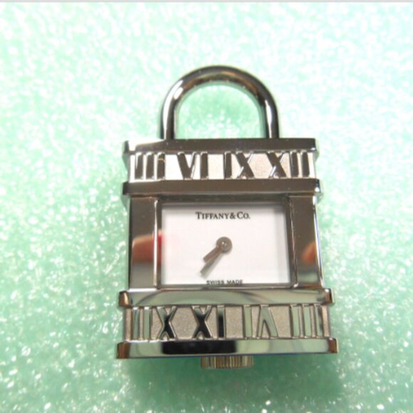 NEW! Tiffany & Co Atlas Lock Watch Pendant Charm Swiss SS 4 Necklace Bracelet - Picture 2 of 4